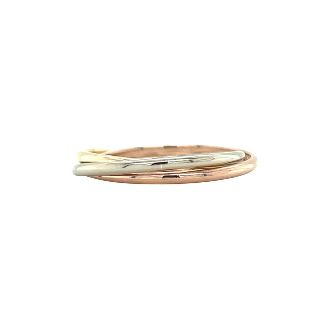 Tricolor goldener Trinity-Ring 14 Karat