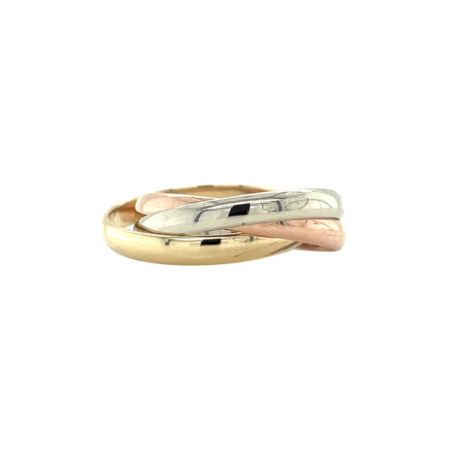 Tricolor goldener Trinity-Ring 14 Karat