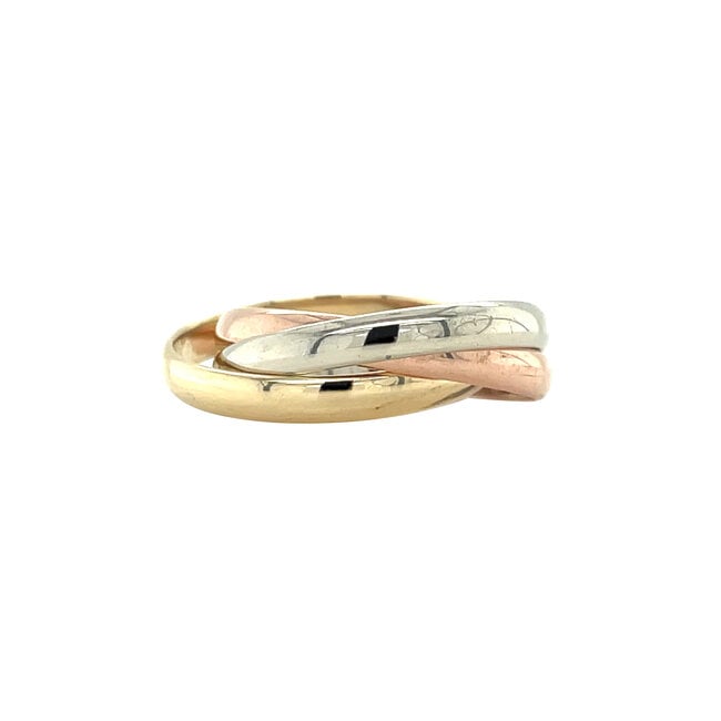 Tricolour gouden trinity ring 14 karaat