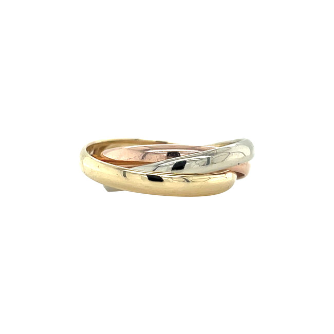 Tricolor goldener Trinity-Ring 14 Karat