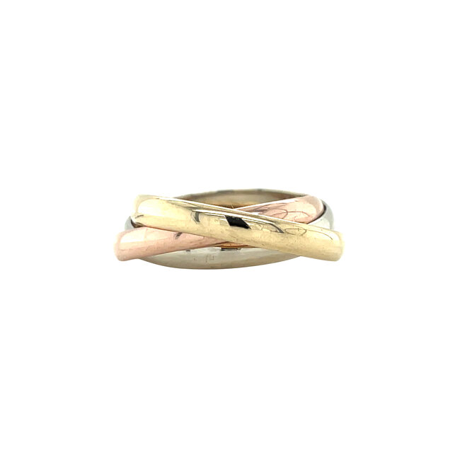 Tricolour gouden trinity ring 14 karaat