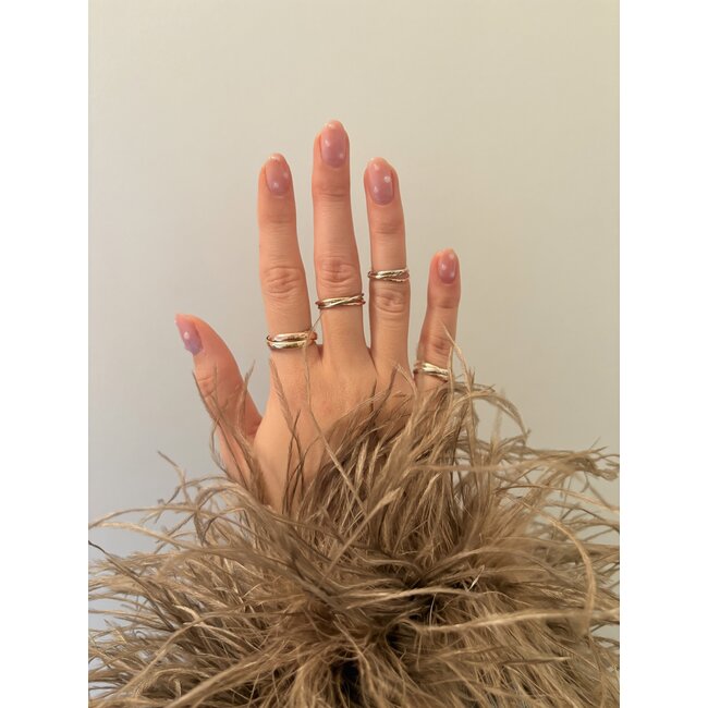 Tricolour golden trinity ring 14 karat