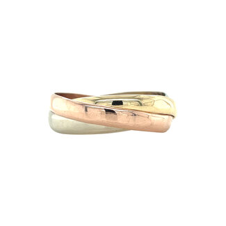 Tricolour gouden trinity ring