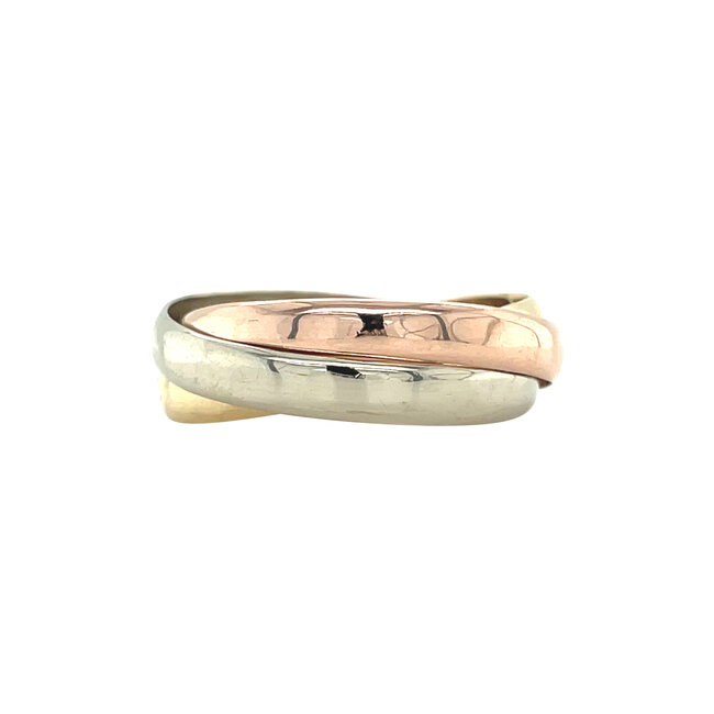 Tricolor goldener Trinity-Ring 14 Karat