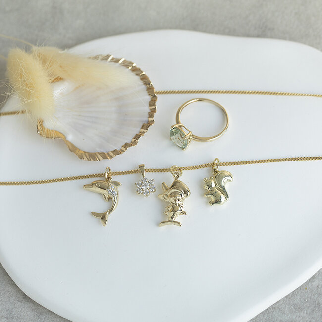 Gold entourage pendant with zirconia 14 karat