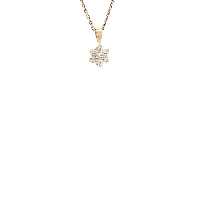 Gold entourage pendant with zirconia 14 karat