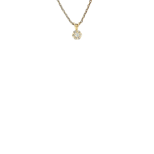 Golden solitaire pendant with diamond 14 karat