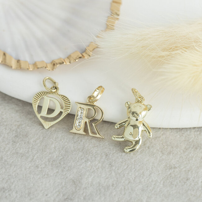 Gouden hanger letter R Jeunesse 14 karaat