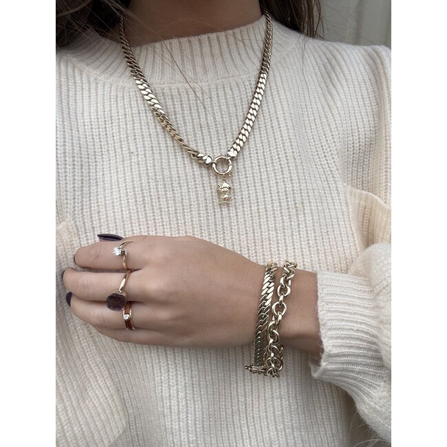 Gouden gourmet collier 50 cm 14 karaat