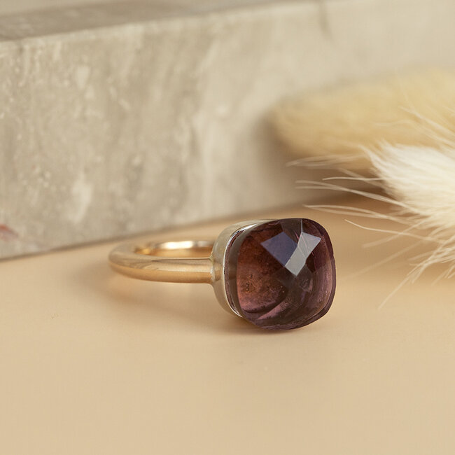 Gouden ring met kleursteen 14 karaat