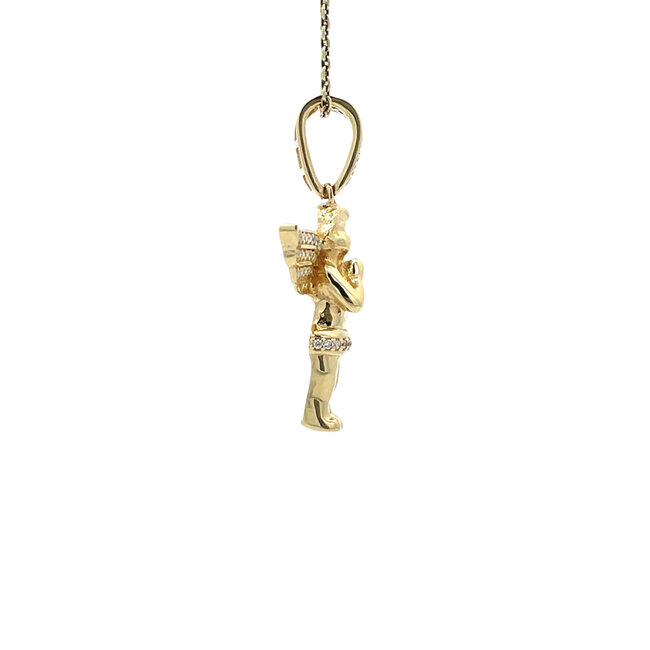Gold angel pendant with zirconia 18 karat