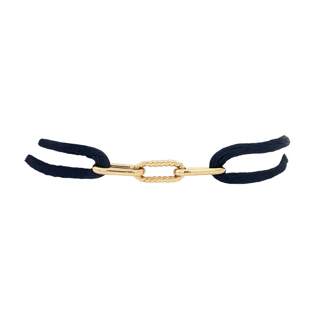 Satin bracelet with gold link 14 karat