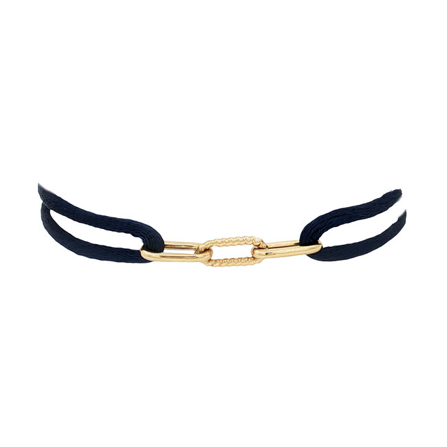 Satin bracelet with gold link 14 karat