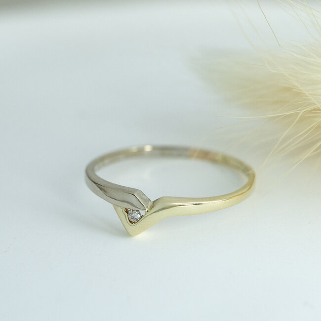 Gouden ring met diamant 14 karaat