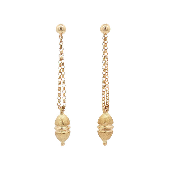 Gold stud earrings with pendant 14 karat