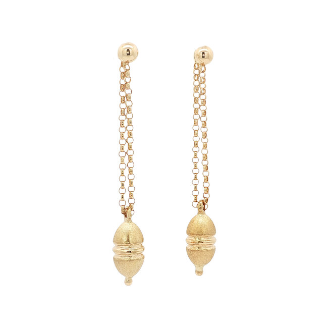 Gouden oorstekers met hanger 14 karaat