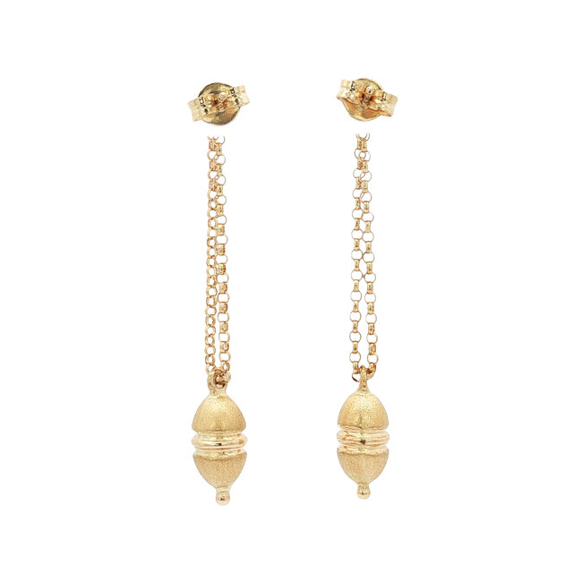 Gouden oorstekers met hanger 14 karaat