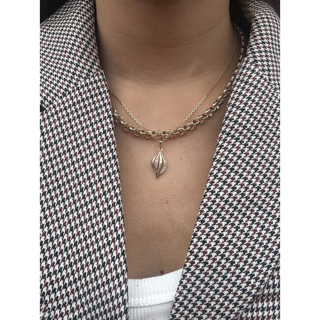 Gold jasseron necklace 45 cm 14 karat