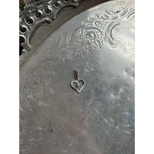 Witgouden hart hanger met diamant 14 karaat