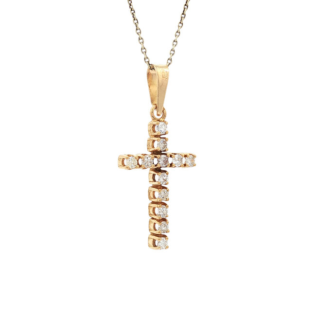 Gold cross pendant with diamond 14 karat