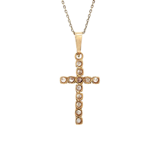 Goldenes Kreuzanhänger mit Diamant 14 Karat