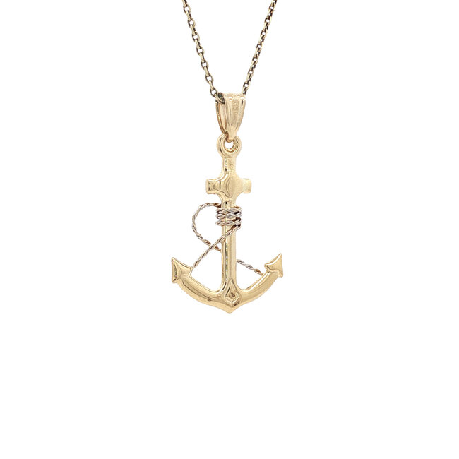 Gold anchor pendant 14 karat