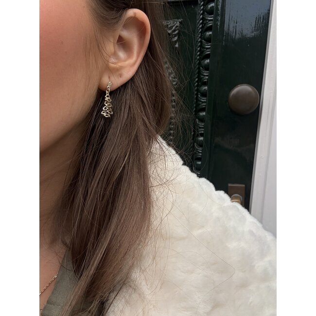 Gold stud earrings with pendant 14 karat