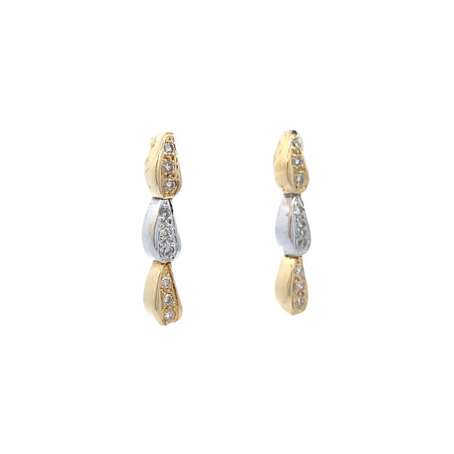 Gold stud earrings with pendant and diamond 14 karat