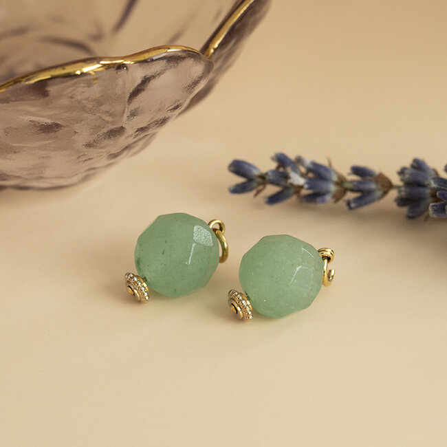 Goldene Creolen mit Aventurin 14 Karat