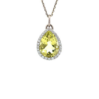 White gold pendant citrine and diamond