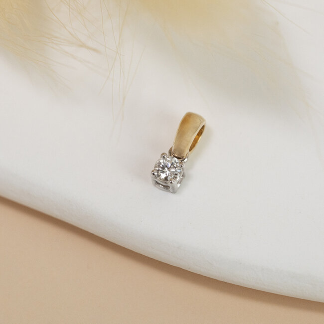 Gouden solitair hanger met diamant 18 karaat* nieuw