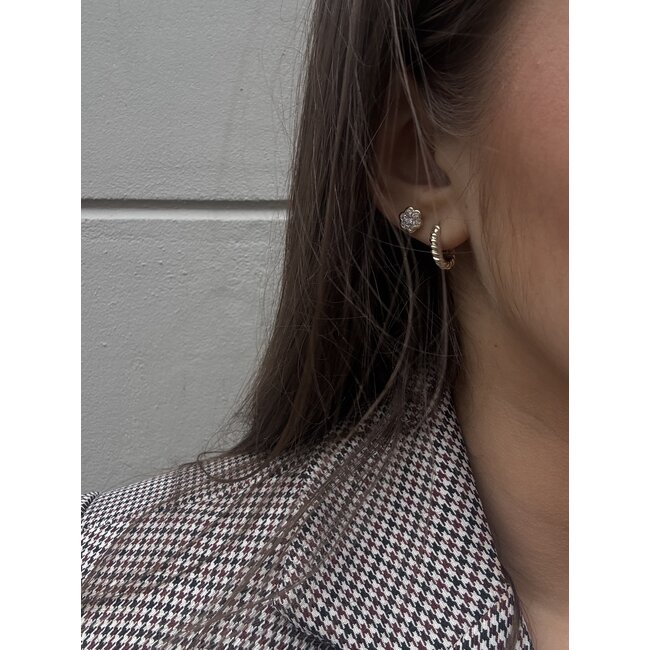 Gold ear studs with zirconia 14 karat