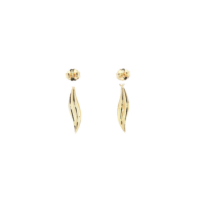 Gouden oorstekers met hanger 14 karaat