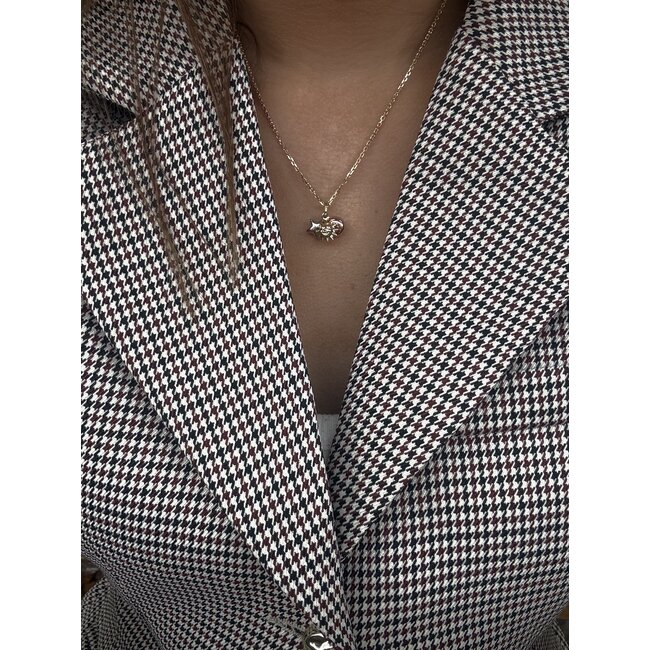 Tricolour golden pendant with sun, moon and star 14 karat