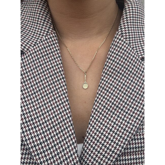 Gold pendant tennis racket 14 karat