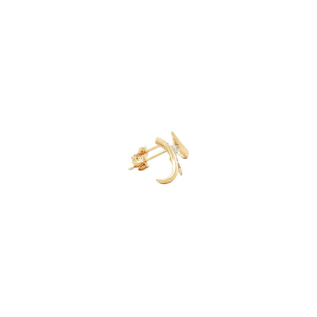 Gold stud earrings with zirconia 14 karat