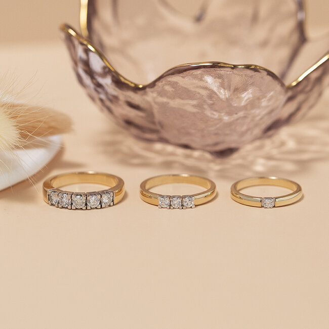 Goldener Erinnerungsring mit Diamant 14 Karat* neu