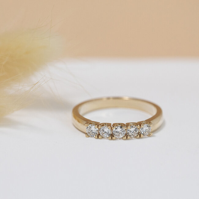 Gold memoire ring with diamond 14 karat* new