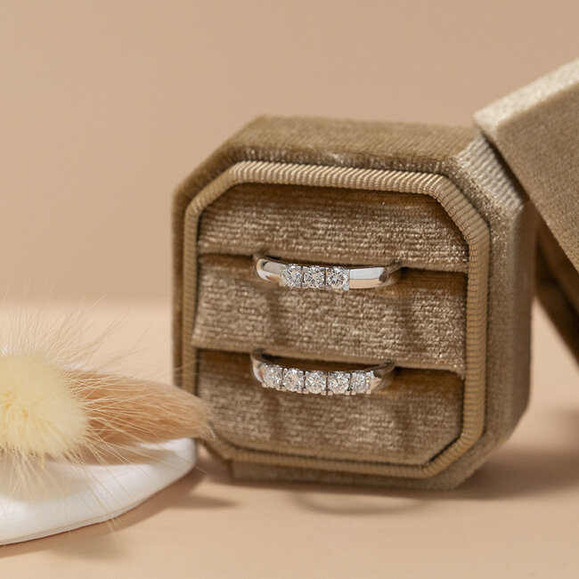 Witgouden memoire ring met diamant 14 karaat* nieuw