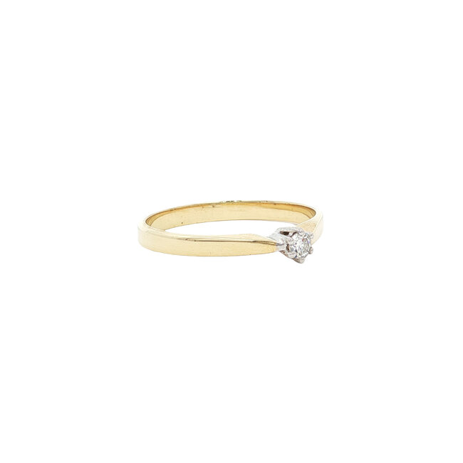 Goldener Solitärring mit Diamant 14 Karat* neu