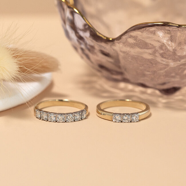 Gouden memoire ring met diamant 14 karaat* nieuw