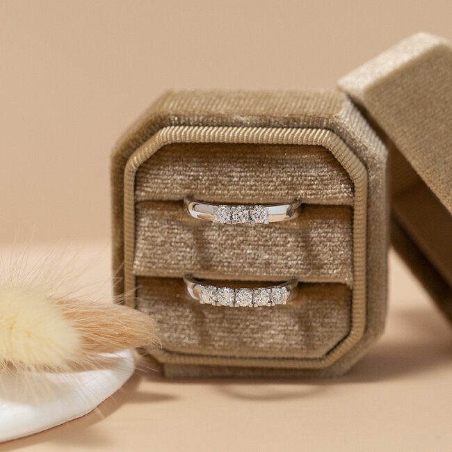 Witgouden memoire ring met diamant 14 karaat* nieuw