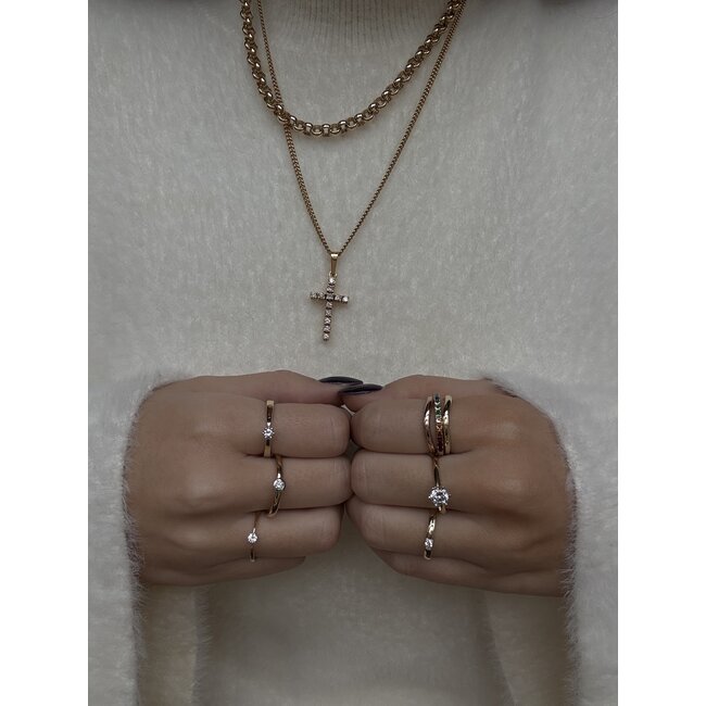 Gouden solitair ring met diamant 14 karaat* nieuw