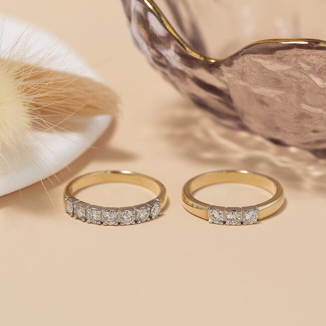 Gouden memoire ring met diamant 14 karaat*nieuw