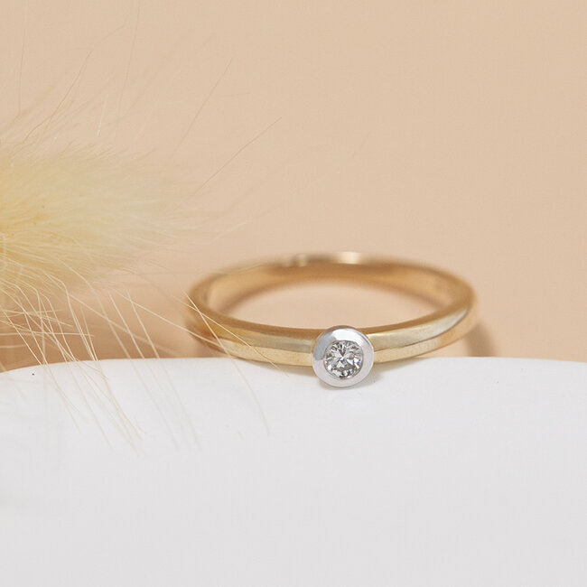 Goldener Solitärring mit Diamant 14 Karat* neu