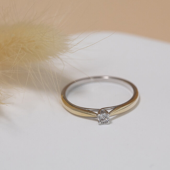 Gouden solitair ring met diamant 14 karaat* nieuw