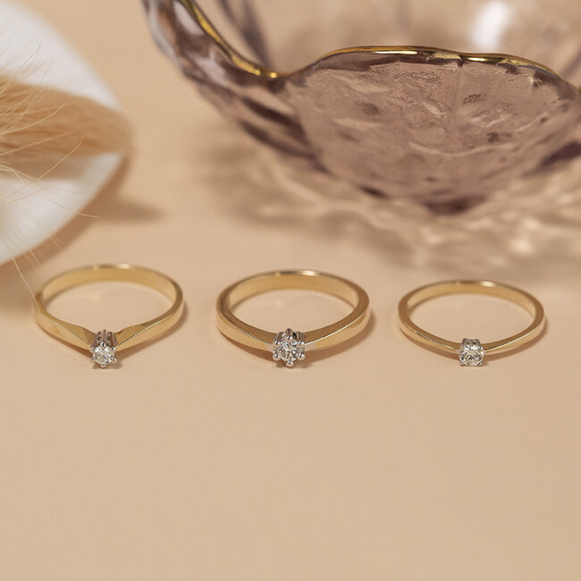 Gouden solitair ring met diamant 14 karaat* nieuw