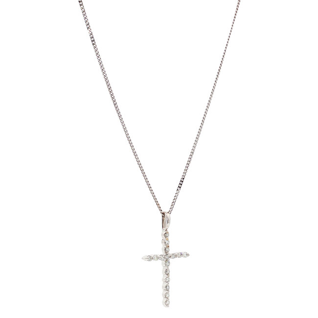 White gold necklace with cross pendant 40.5 cm 14 karat