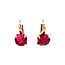 Gold ear jewelry with red gemstone 18 karat