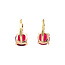 Gold ear jewelry with red gemstone 18 karat